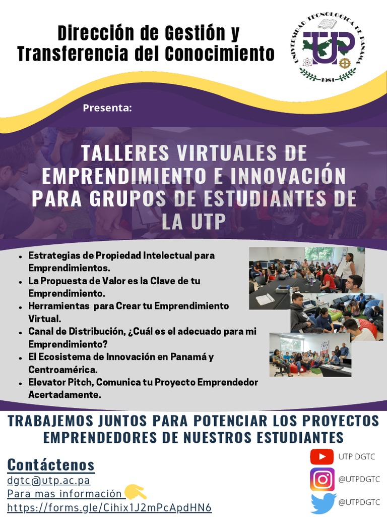 Talleres de Emprendimiento UTP DGTC | PDF | Negocios | Tecnología
