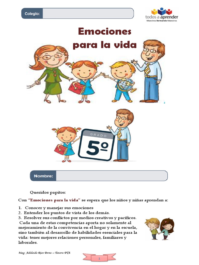 Emociones para La Vida 5° Pta | PDF | Las emociones | Estrés (biología)