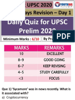 Last 30 Days Revision - Day 1 Lets Crack UPSC 2020: Daily Quiz For UPSC Prelim 2020