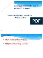 MA102 Mathematics For Science Week 6.1 Lectures
