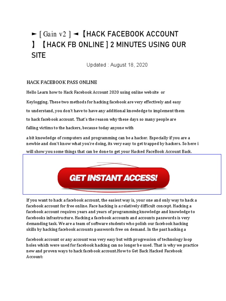 Hack fb online 2 minutes using our site gain v2 hack facebook