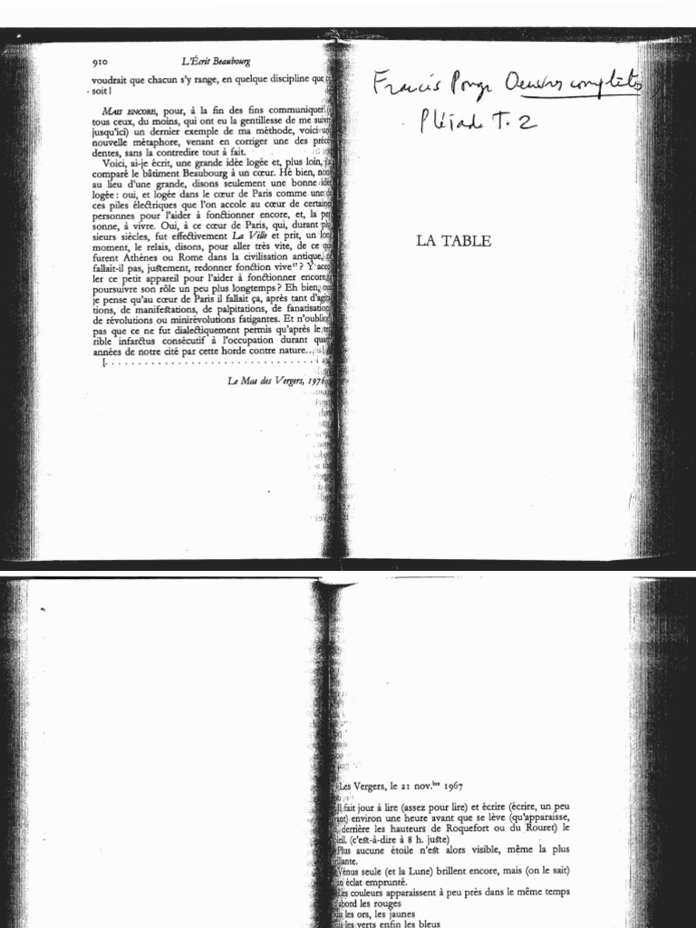 Ponge La Table Pdf La Nature