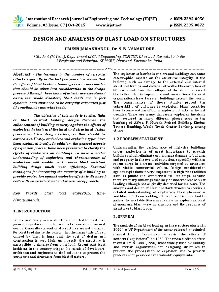 2015 Design and Analysis of Blast Load On Structures PDF | PDF ...