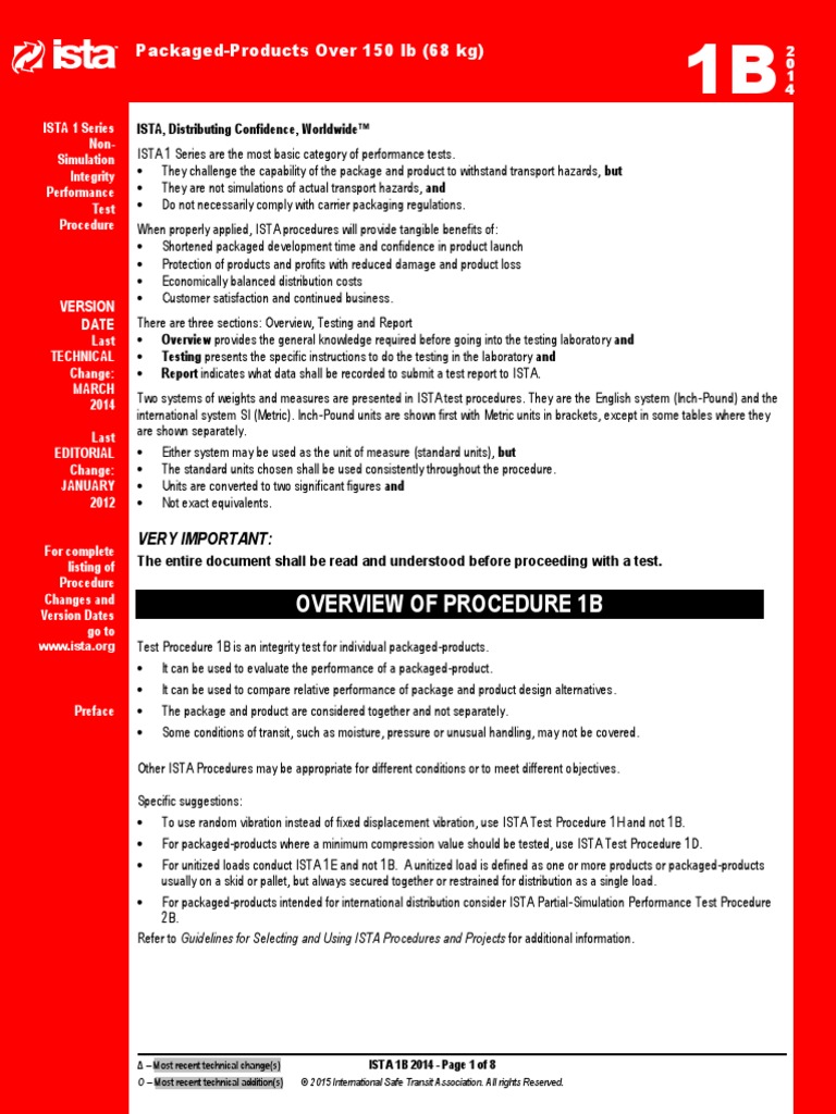 Overview of Procedure 1B: Packaged-Products Over 150 LB (68 KG) | PDF ...