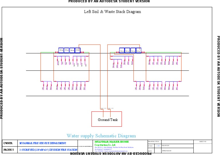 Left Soil & Waste Stack Diagram: Water Supply Schematic Diagram | PDF ...