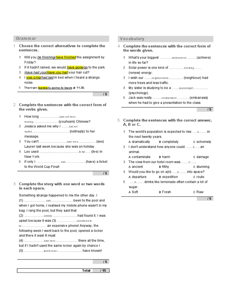 Diagnostic Test Group 23 - Gateway B2 | PDF | Text Messaging | English ...