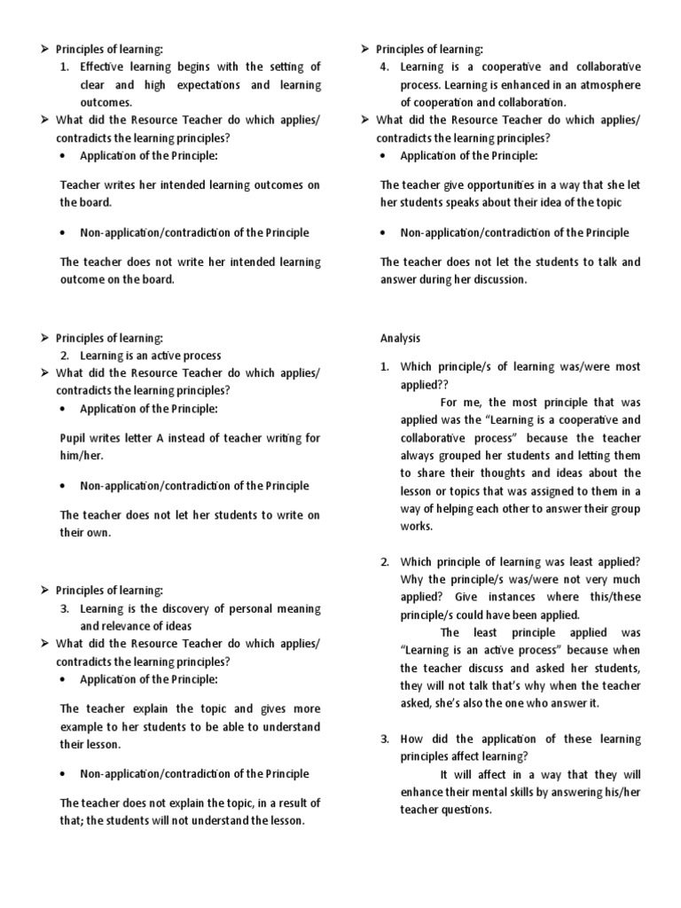 Principles of Learning | PDF | Teachers | Affect (Psychology)