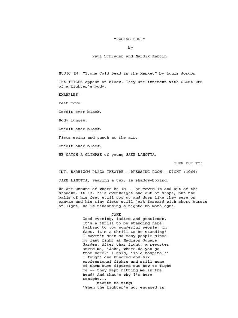 Raging Bull Script, PDF