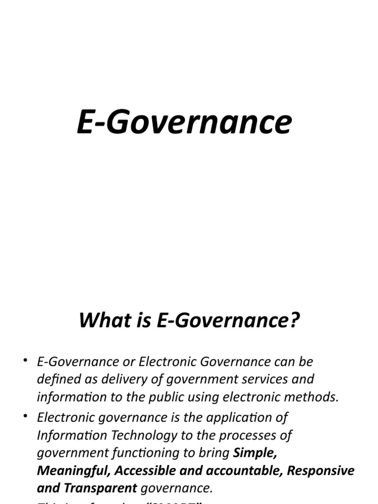 Understanding E-Governance: History & Scope | PDF | E Government ...