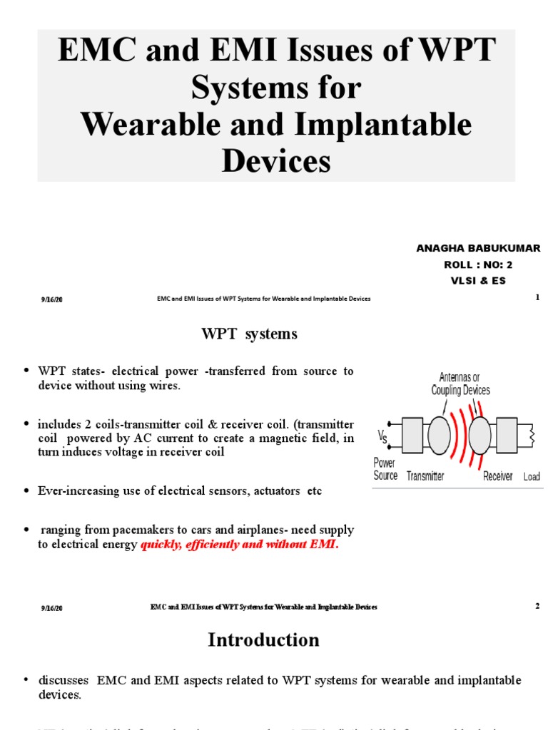EMC and EMI Issues of WPT Systems For Wearable and Implantable Devices ...