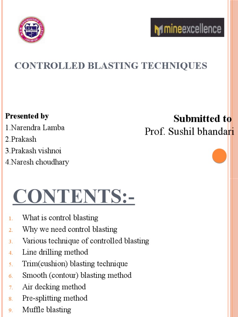 Controlled Blasting Techniques Prof. Sushil Bhandari PDF Drilling