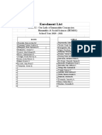 Enrolment List: Grade 11 - Our Lady of Immaculate Concepcion Humanities & Social Sciences (HUMSS) School Year 2020 - 2021