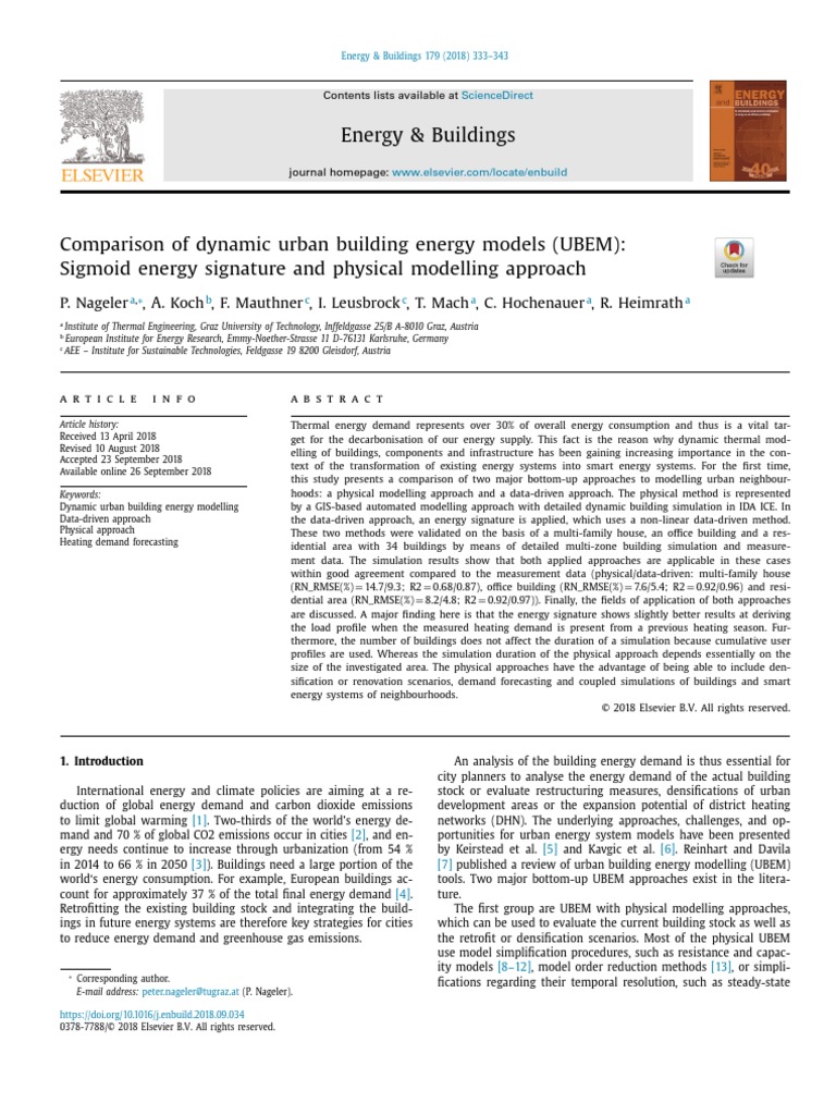Comparison of Dynamic Urban Building Energy Models (UBEM) | PDF ...