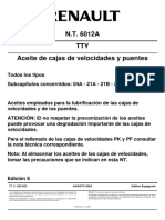N.T. 6012A TTY Aceite de Cajas de Velocidades y Puentes: 77 11 329 823 AGOSTO 2004 Edition Espagnole