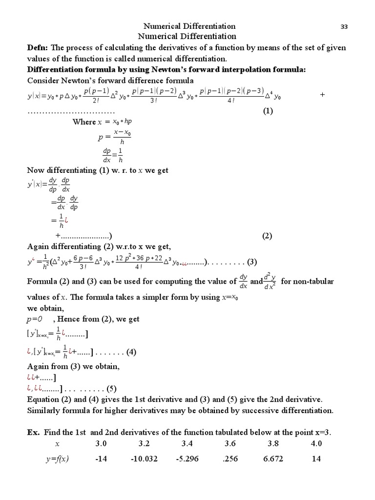5 Numerical Differenciation Derivative Finite Difference