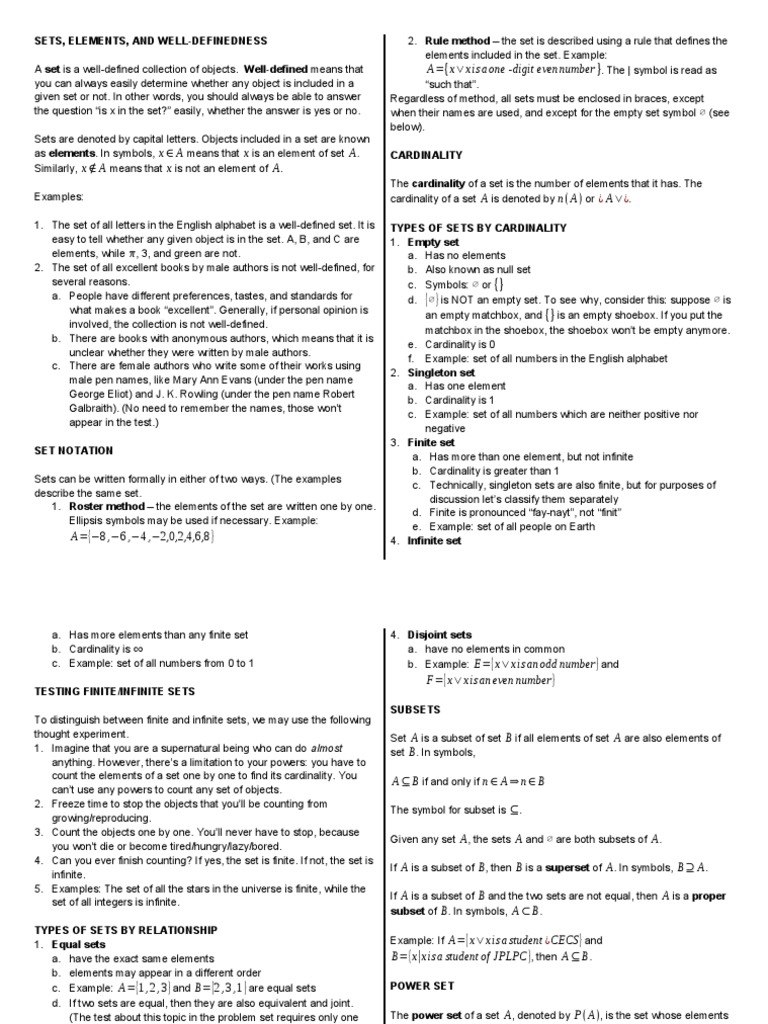 Midterm Handout Sets and Functions | PDF | Function (Mathematics) | Set ...