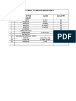 Electrical Technician Lab Materials