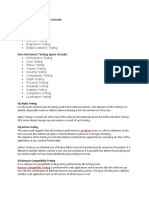 Functional Testing Types Include