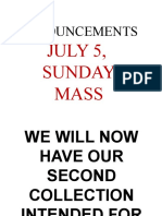 Ann0Uncements: July 5, Sunday Mass