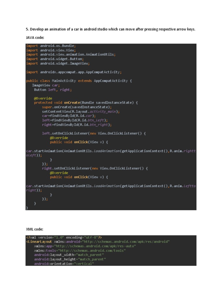 Develop An Animation of A Car in Android Studio Which Can Move After ...