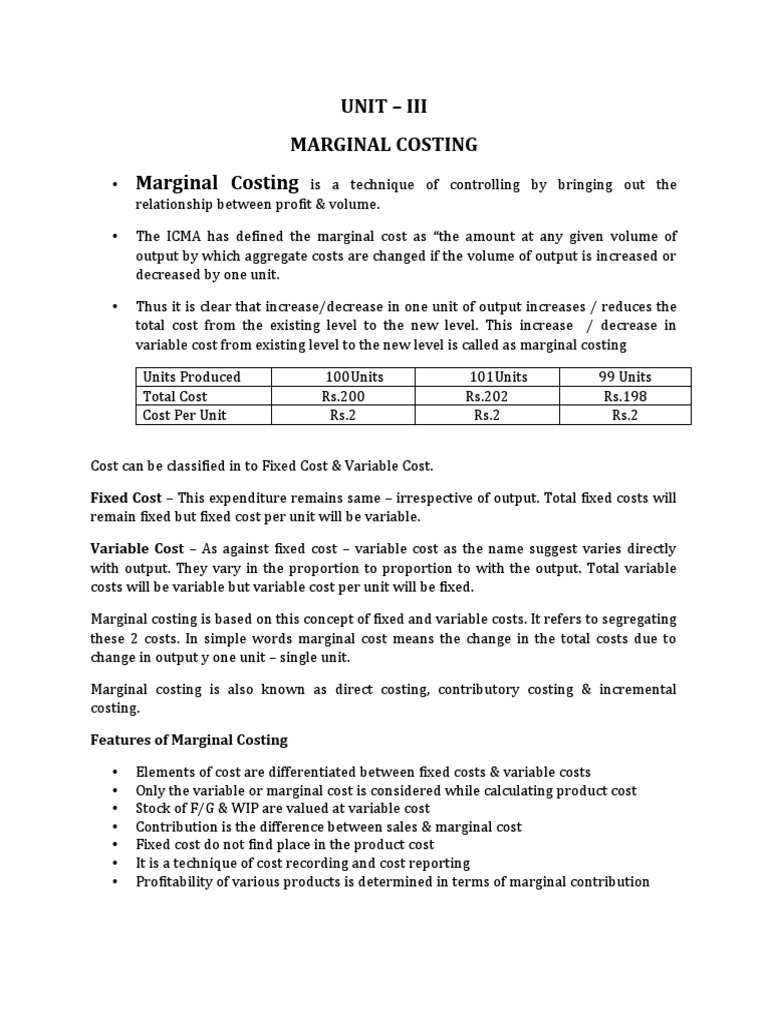Understanding Marginal Costing Basics | PDF | Profit (Economics ...