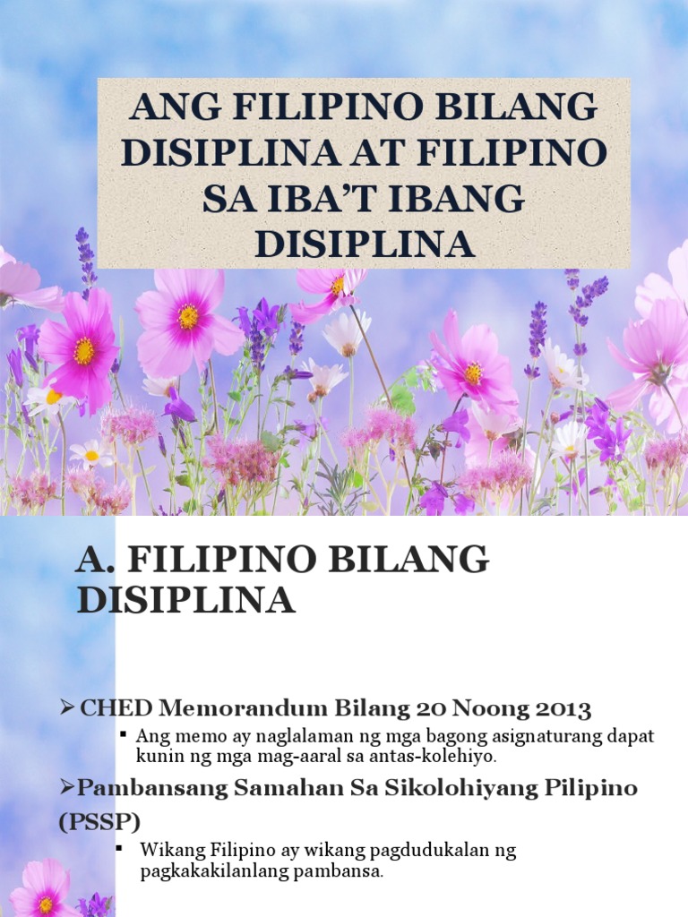 Ang Filipino Bilang Disiplina at Filipino Sa Iba't | PDF