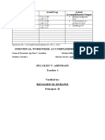 Individual Workweek Accomplishment Report: Actual Days of Attendance Actual Log Actual Accomplishment/Output