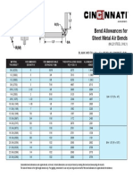 Press Brake Bend Allowances Chart