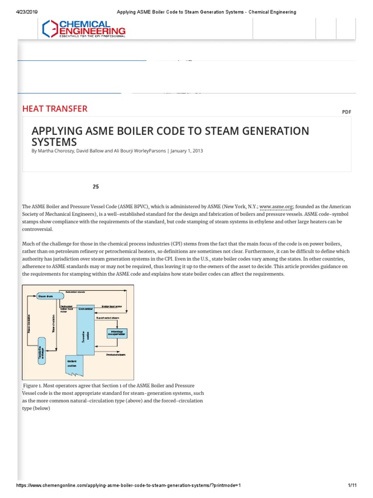 Applying Asme Boiler Code To Steam Generation Systems Heat Transfer