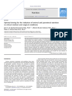 optimal timing for initiation of enternal and parenteral nutrition in critical medical and surgical conditions