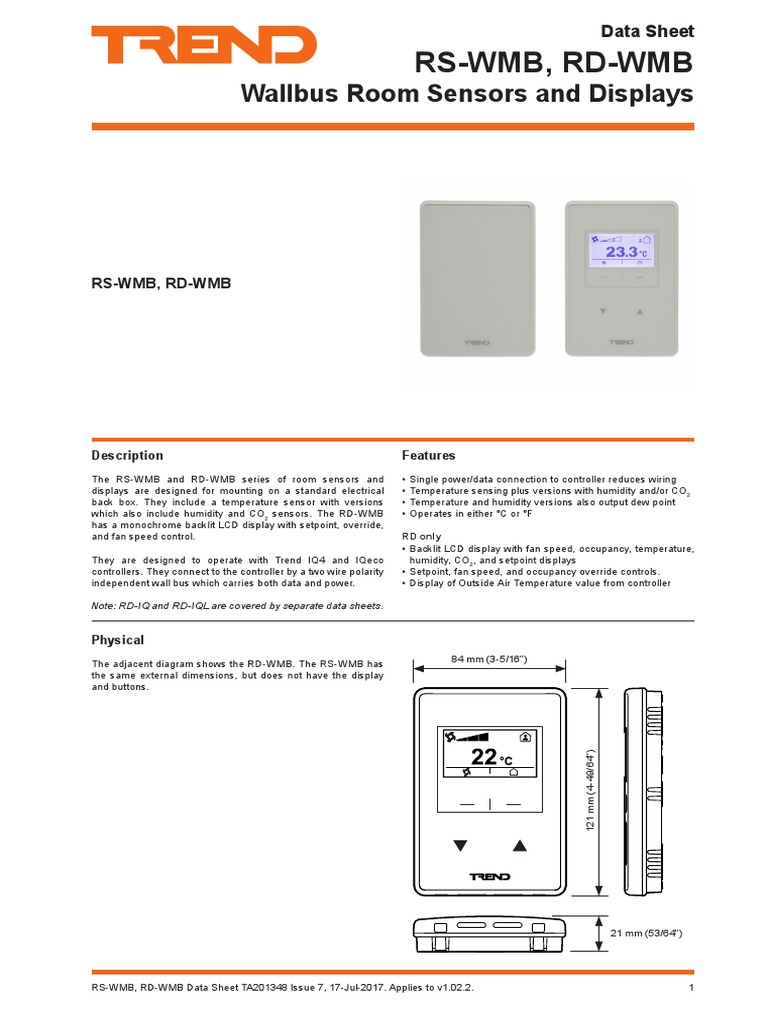 RS-WMB, RD-WMB: Wallbus Room Sensors and Displays | PDF | Backlight ...