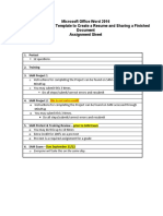 Word CH 5 Assignment Sheet