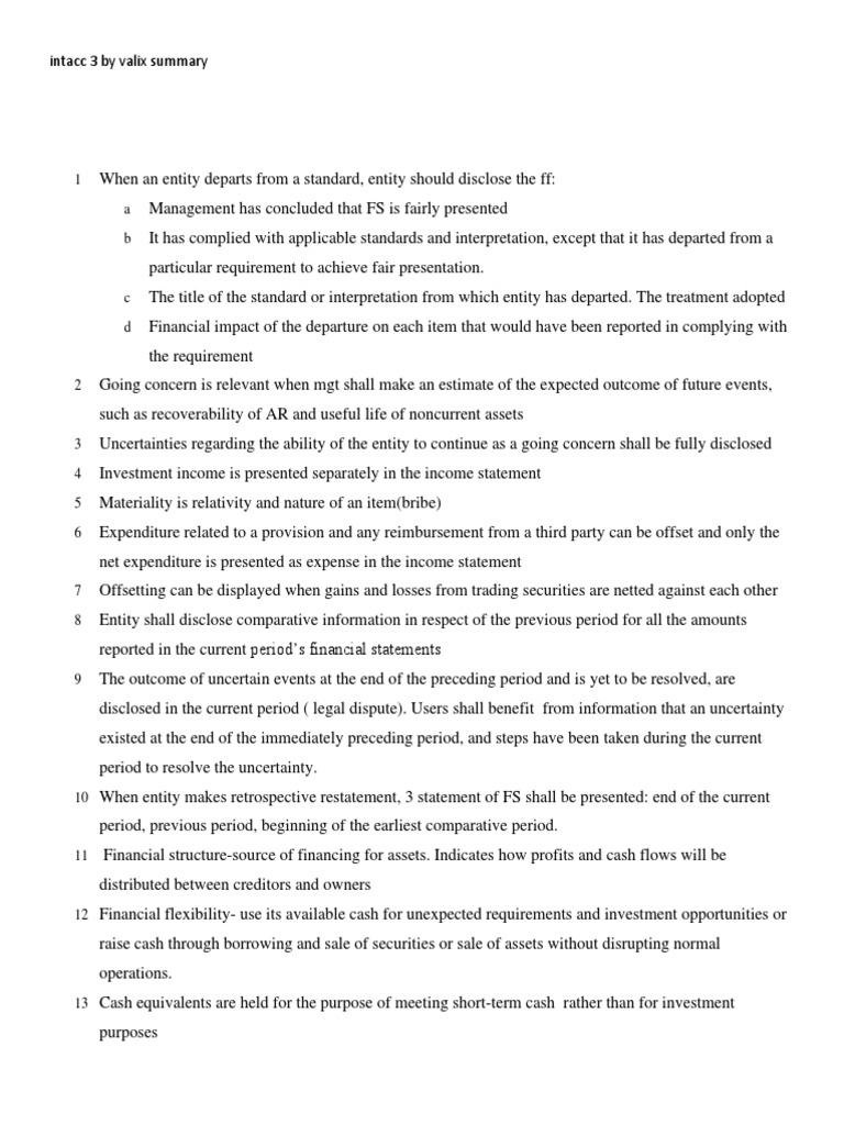 Summary - IntAcc 3 Theories - Valix - Other | PDF | Income Statement ...