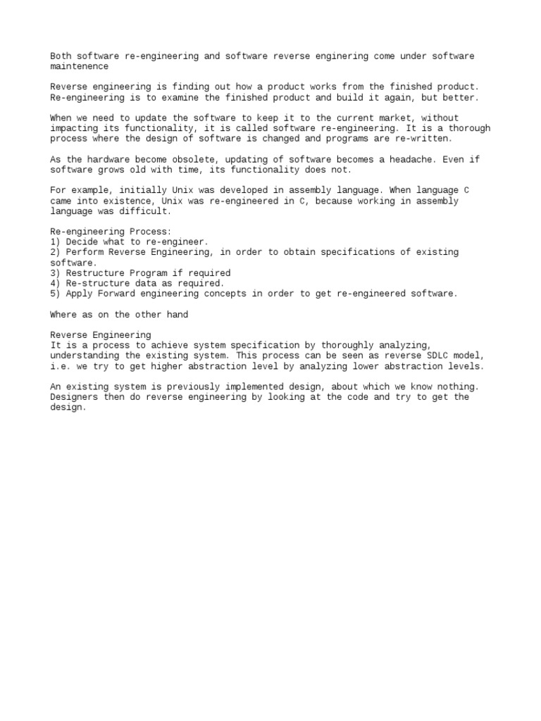 Re-engineering vs Reverse Engineering Explained | PDF
