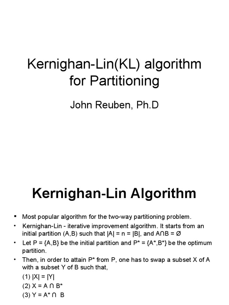 Kernighan-Lin Algorithm for Partitioning | PDF | Algorithms ...