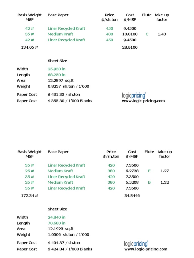 Corrugated Cardboard Calculator PDF