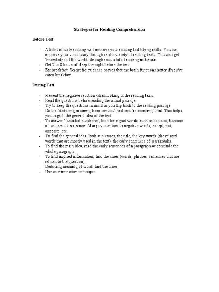 Strategies For Reading Comprehension | PDF | Self-Improvement