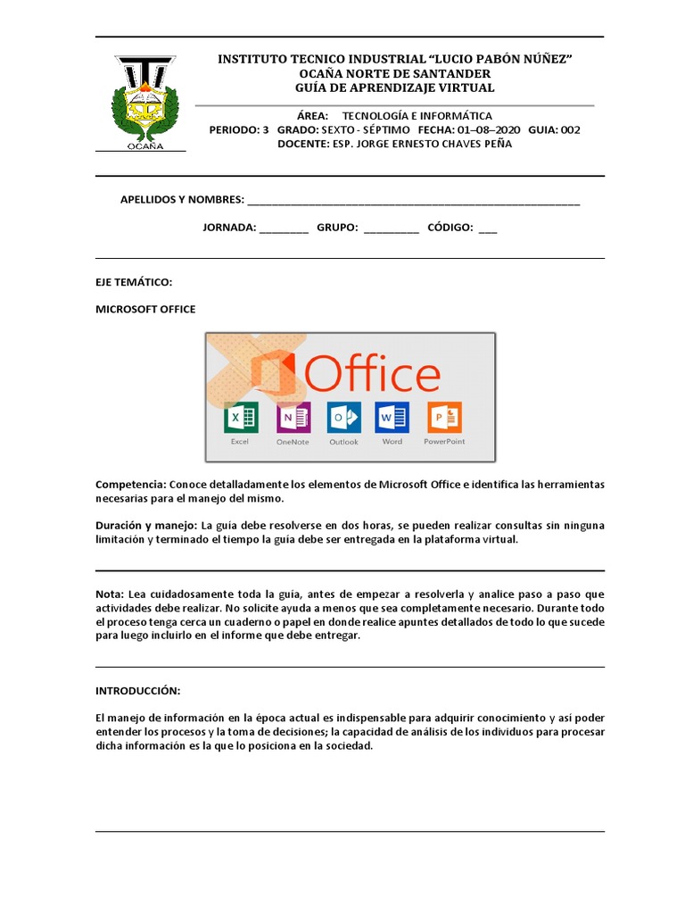 Guía de Aprendizaje: Microsoft Office | PDF | Internet | Archivo de ...