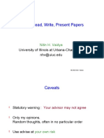 How To Read, Write, Present Papers: University of Illinois at Urbana-Champaign Nhv@uiuc - Edu