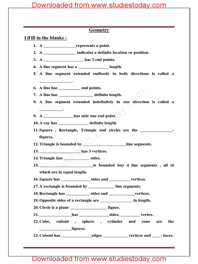 Grade 3 Geometry Worksheet | PDF | Length | Rectangle