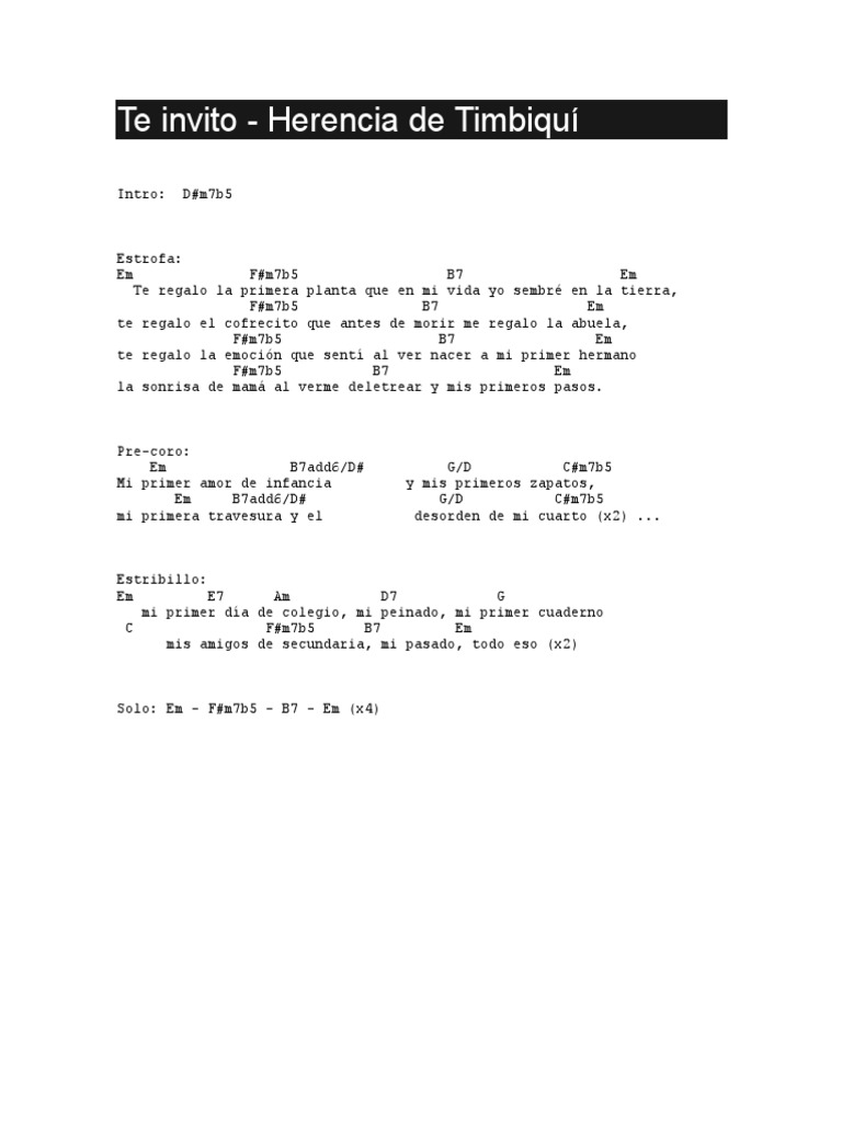 Te Invito: Canción de Amor y Recuerdos | PDF | Artes del Lenguaje y ...