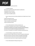 MCQs On Demand Curve - Assignment