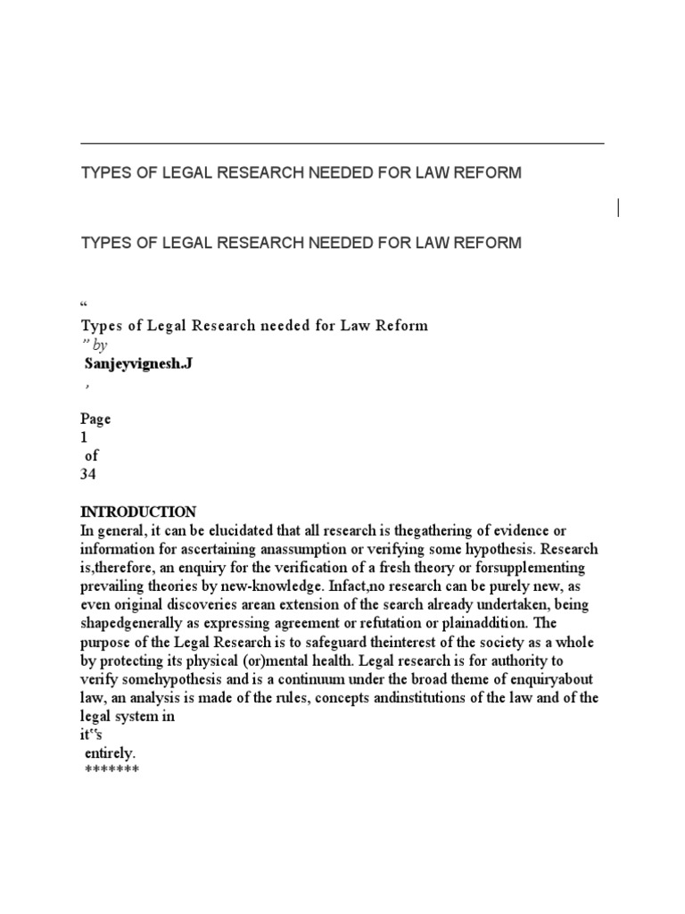 Types of Legal Research Needed For Law Reform PDF Scientific Method Information