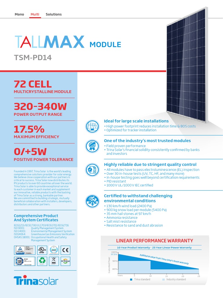 EN TSM PD14 Datasheet B 2017 Web | PDF | Photovoltaics | Solar Cell