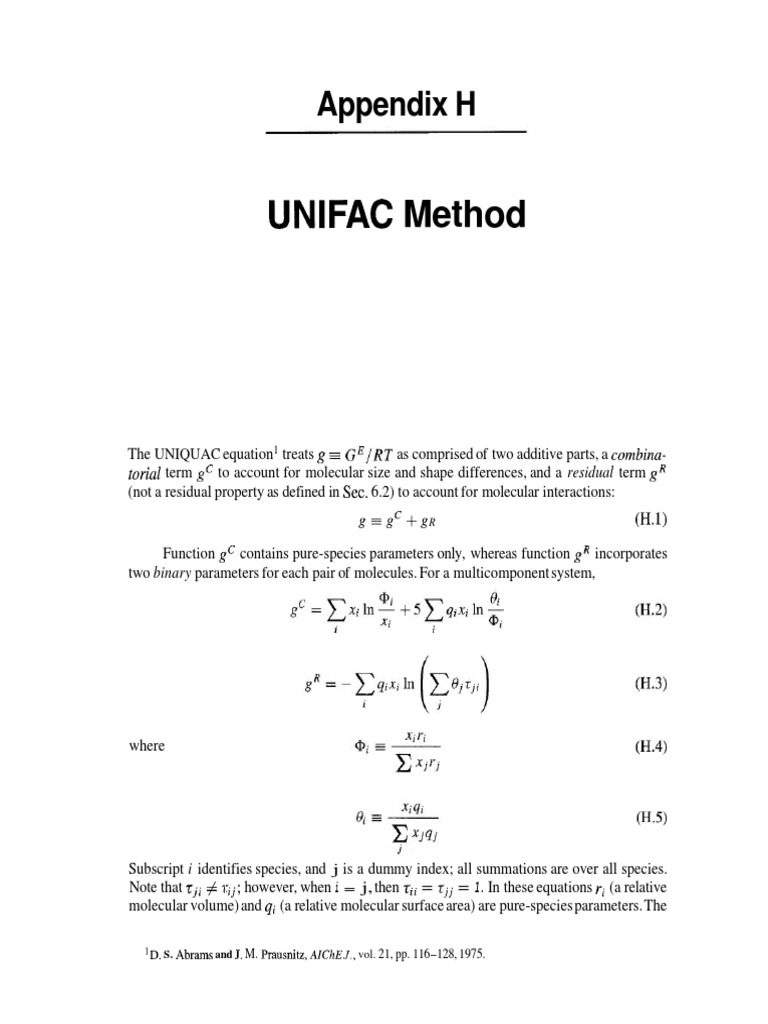 UNIFAC Method for Activity Coefficients | PDF | Physics | Physical ...