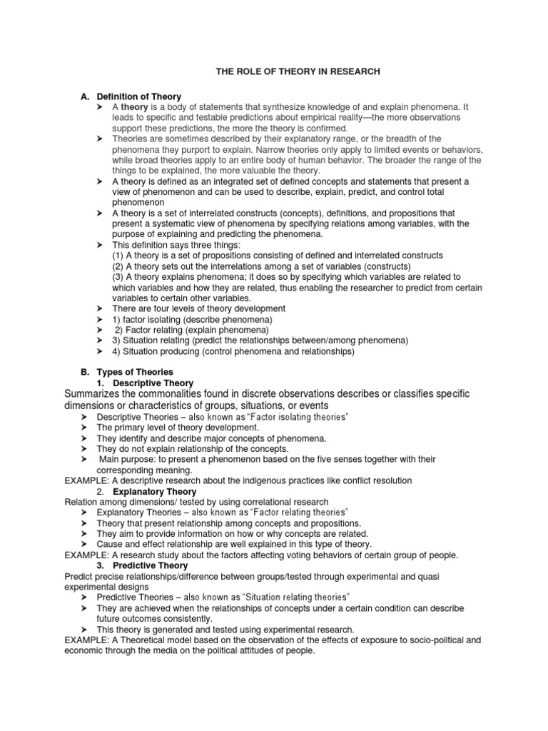 The Role of Theory in Research | PDF | Conceptual Framework | Theory