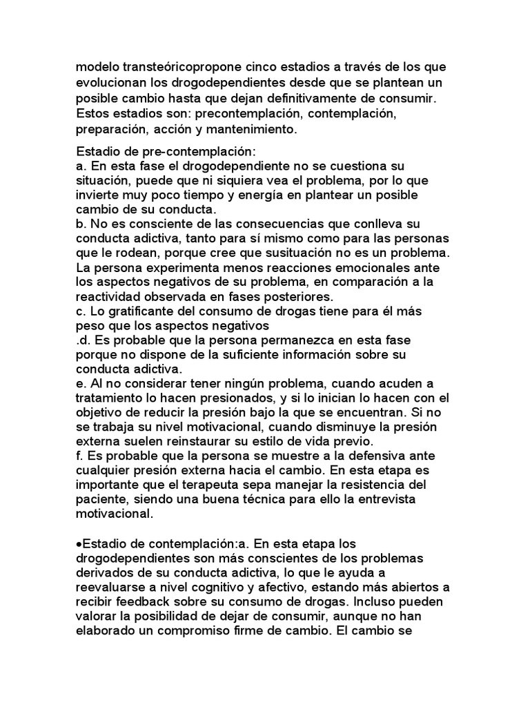Estadios de Cambio en Adicciones | PDF | La dependencia de sustancias ...