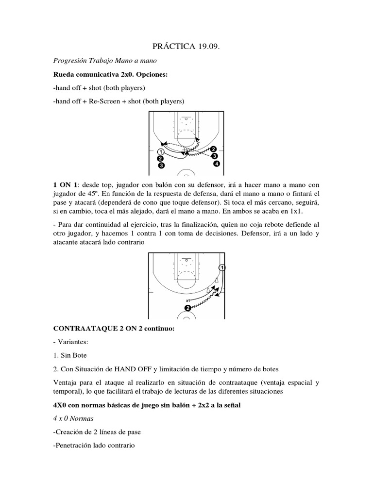 Ejercicios de Hand Off en Baloncesto | PDF