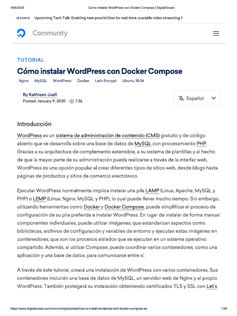 Como Instalar Wordpress Con Docker Compose | PDF