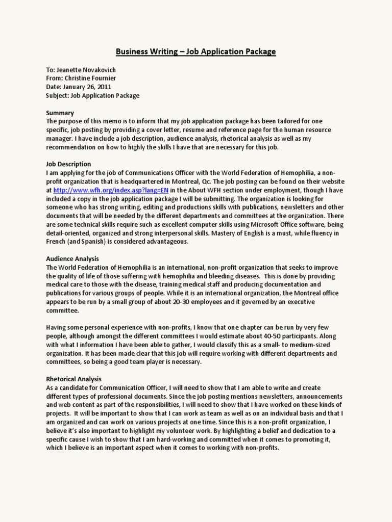 Job Application Package Editing Page Layout